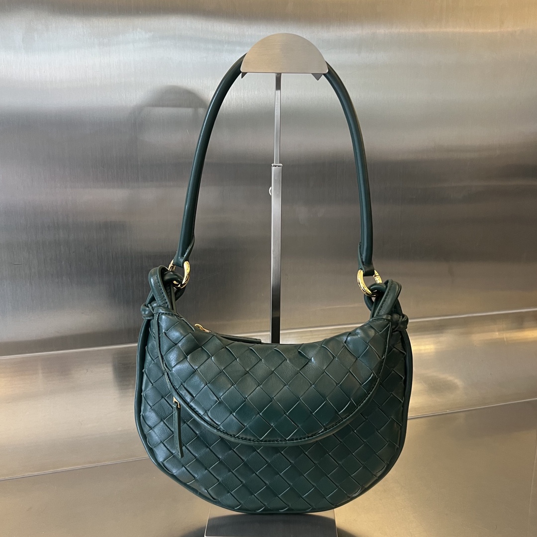 Small Gemelli Intrecciato Leather Shoulder Bag Emerald Green